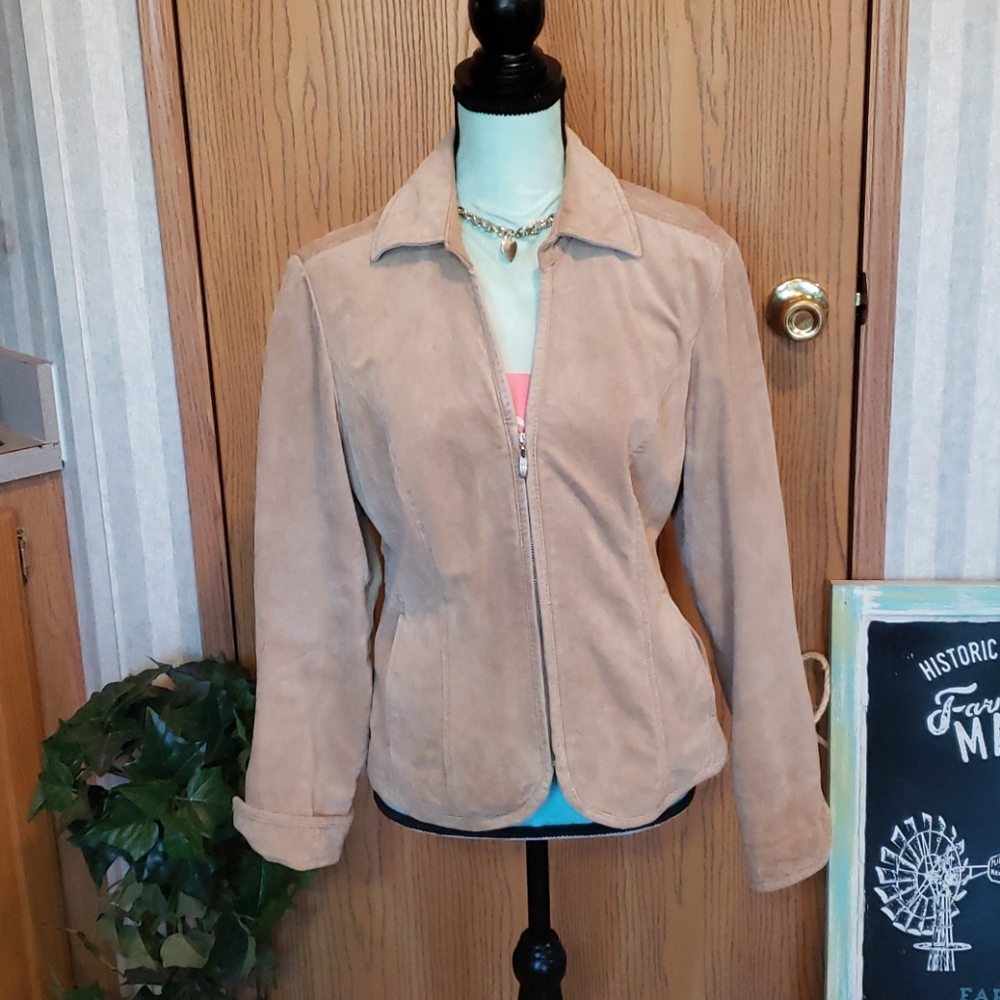 Live a Little Tan Suede Leather Jacket Size Med